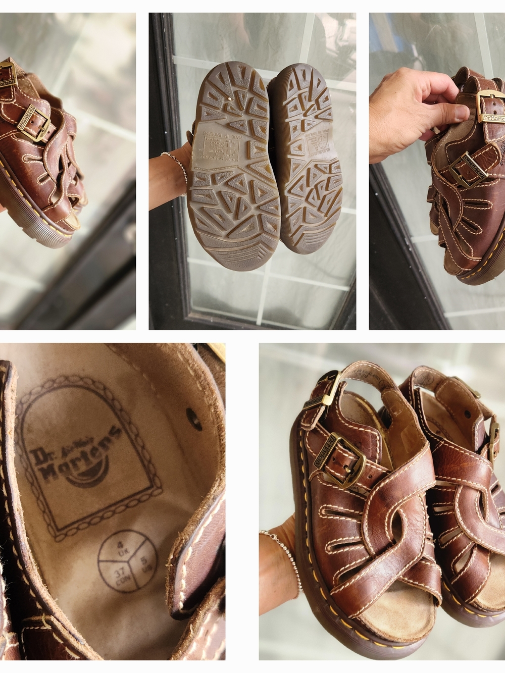 Dr Martiean Brown Leather Fisherman Sandals with Buckle - Picture 2 of 3